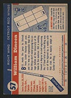 1954-1955 Topps #57 Bill Dineen Detroit Red Wings - Back