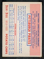 1954 Dan-Dee Potato Chips Max Surkont Pittsburgh Pirates - Back