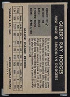 1954 Wilson Franks Gil Hodges Brooklyn Dodgers - Back