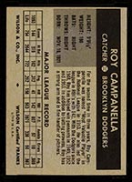 1954 Wilson Franks Roy Campanella Brooklyn Dodgers - Back