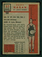 1957-1958 Topps #37 Cliff Hagan St. Louis Hawks - Back