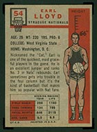 1957-1958 Topps #54 Earl Lloyd Syracuse Nationals - Back