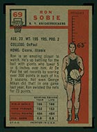 1957-1958 Topps #69 Ron Sobie New York Knicks - Back