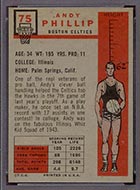 1957-1958 Topps #75 Andy Phillip Boston Celtics - Back