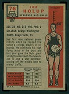 1957-1958 Topps #76 Joe Holup Syracuse Nationals - Back