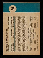 1961-1962 Fleer #29 Clyde Lovellette St. Louis Hawks - Back