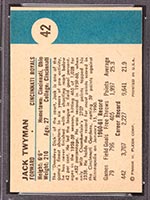 1961-1962 Fleer #42 Jack Twyman Cincinnati Royals - Back