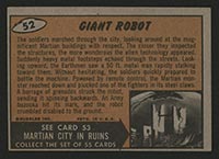 1962 Topps Mars Attacks #52 Giant Robot - Back