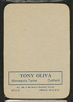 1969 Topps Supers #20 Tony Oliva Minnesota Twins - Back