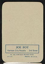 1969 Topps Supers #22 Joe Foy Kansas City Royals - Back