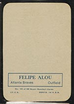 1969 Topps Supers #35 Felipe Alou Atlanta Braves - Back