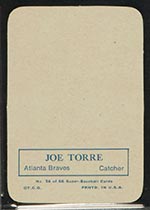 1969 Topps Supers #36 Joe Torre Atlanta Braves - Back