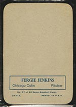 1969 Topps Supers #37 Fergie Jenkins Chicago Cubs - Back