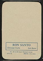 1969 Topps Supers #38 Ron Santo Chicago Cubs - Back