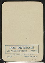 1969 Topps Supers #46 Don Drysdale Los Angeles Dodgers - Back