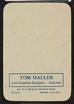 1969 Topps Supers #47 Tom Haller Los Angeles Dodgers - Back