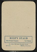 1969 Topps Supers #48 Rusty Staub Montreal Expos - Back