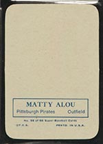 1969 Topps Supers #56 Matty Alou Pittsburgh Pirates - Back