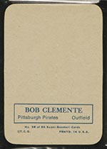1969 Topps Supers #58 Roberto Clemente Pittsburgh Pirates - Back