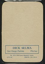 1969 Topps Supers #62 Dick Selma San Diego Padres - Back
