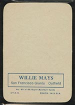1969 Topps Supers #65 Willie Mays San Francisco Giants - Back